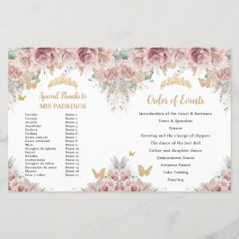 Quinceañera Blush Bloemen Pampas Padrinos Programm
