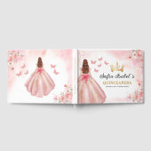 Quinceañera Blush Bloemen Prinses Vlinders Goud Gastenboek (Volledig)