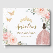 QUINCEANERA Blush Bloemen Prinses Vlinders Goud Gastenboek (Voorkant)