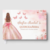 Quinceañera Blush Bloemen Prinses Vlinders Goud Gastenboek (Voorkant)