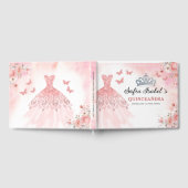 Quinceañera Blush Bloemen Prinses Vlinders Goud Gastenboek (Volledig)