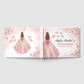 Quinceañera Blush Bloemen Prinses Vlinders Goud Gastenboek (Volledig)