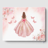 Quinceañera Blush Bloemen Prinses Vlinders Goud Gastenboek (Achterkant)