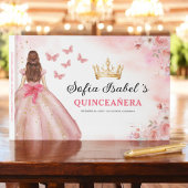 Quinceañera Blush Bloemen Prinses Vlinders Goud Gastenboek