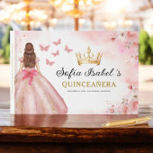 Quinceañera Blush Bloemen Prinses Vlinders Goud Gastenboek