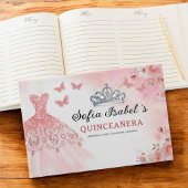 Quinceañera Blush Bloemen Prinses Vlinders Goud Gastenboek