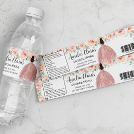 Quinceañera Blush Bloemen Prinses Zoete Verjaardag Waterfles Etiket