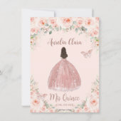 Quinceañera Blush Bloemen Roos Goud Dama Voorstel Kaart (Achterkant)