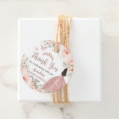 Quinceanera Blush Bloemen Roos Gouden Prinses Jurk Bedankjes Labels (In situ)