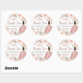 Quinceanera Blush Bloemen Roos Gouden Prinses Jurk Ronde Sticker (Vel)