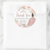 Quinceanera Blush Bloemen Roos Gouden Prinses Jurk Ronde Sticker (Tas)