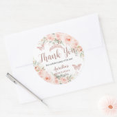 Quinceanera Blush Bloemen Roos Gouden Vlinders Ronde Sticker (Envelop)