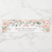 Quinceañera Blush Bloemen Roos Gouden Vlinders Waterfles Etiket (Enkel label)