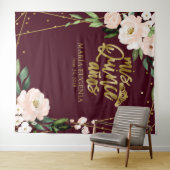 Quinceanera Blush Bourgondië Bloemstuk Achtergrond Wandkleed (In Situ (horizontaal))