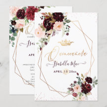 Quinceanera Blush Burgundy Watercolor Bloemen