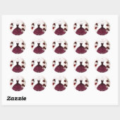 Quinceanera Blush Burgundy Waterverf Flowers Clas Ronde Sticker (Vel)