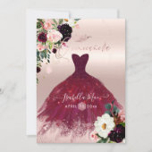 Quinceanera Blush Burgundy Waterverf Flowers Kaart (Voorkant)