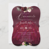 Quinceanera Blush Burgundy Waterverf Flowers Kaart (Achterkant)