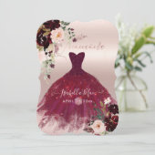 Quinceanera Blush Burgundy Waterverf Flowers Kaart (Staand voorkant)