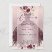 Quinceanera Blush Burgundy Waterverf Flowers Kaart (Achterkant)