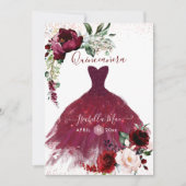 Quinceanera Blush Burgundy Waterverf Flowers Kaart (Voorkant)