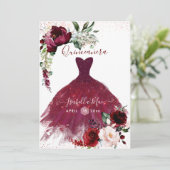 Quinceanera Blush Burgundy Waterverf Flowers Kaart (Staand voorkant)
