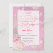 Quinceanera Blush Eiffeltoren, Butterflies Kaart (Voorkant)
