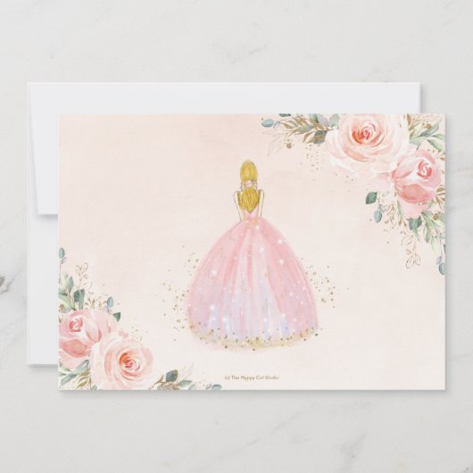 Quinceañera Blush Floral Blonde Birthday Foto Kaart (Achterkant)
