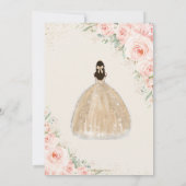 Quinceañera Blush Floral Champagne Dress Princess Kaart (Achterkant)