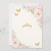 Quinceanera Blush Floral Champange Butterflies Kaart (Achterkant)