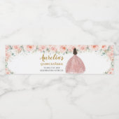 Quinceañera Blush Floral Princess 16th Birthday Waterfles Etiket (Enkel label)