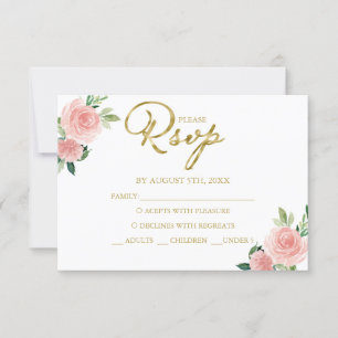 Quinceanera Blush Floral Response Kaart