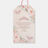 Quinceañera Blush Floral Roos Gold Butterfly Cadeaulabel (Achterkant)