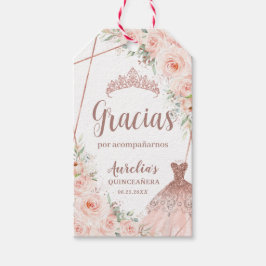 Quinceañera Blush Floral Roos Gold Dress Birthday Cadeaulabel