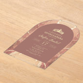 Quinceañera Blush Gold Agaat Elegant Acryl Uitnodigingen (Laagn)