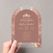 Quinceañera Blush Gold Agaat Elegant Acryl Uitnodigingen (Insitu (Draagbaar))