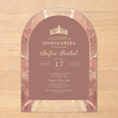 Quinceañera Blush Gold Agaat Elegant Acryl Uitnodigingen (Voorkant)