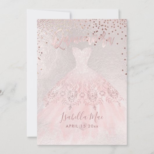 Quinceanera Blush Gown+Confetti Iridescent Bckgran Kaart (Voorkant)