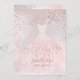 Quinceanera Blush Gown+Confetti Iridescent Bckgran Kaart
