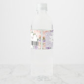 Quinceañera Blush Lila Bloemen Zilveren Vlinders Waterfles Etiket (Achterkant)