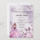 Quinceañera Blush paarse bloem vlinder  Kaart (Voorkant)