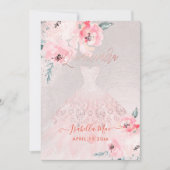 Quinceanera Blush Peonies + gegoten Iridescent Bck Kaart (Voorkant)
