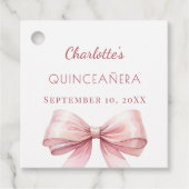 Quinceanera blush pink bow DIY Bedankjes Labels (Voorkant)