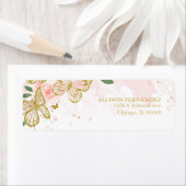 Quinceanera Blush Pink Butterfly Floral Etiket (Insitu)