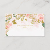 Quinceanera Blush Pink Butterfly Floral Informatiekaartje (Voorkant)
