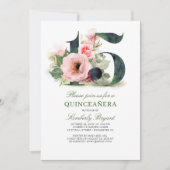 Quinceanera Blush Pink Floral 15th Birthday Kaart (Voorkant)