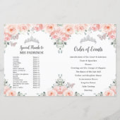 Quinceañera Blush Pink Floral Butterflies Programm (Achterkant)