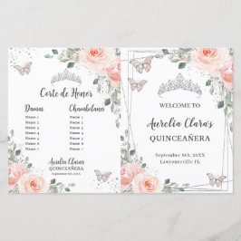 Quinceañera Blush Pink Floral Butterflies Programm