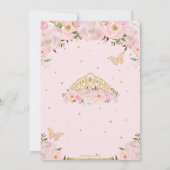 Quinceañera Blush Pink Floral Butterflies Tiara Kaart (Achterkant)