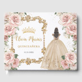 Quinceanera Blush Pink Floral Champagne Gastenboek (Voorkant)